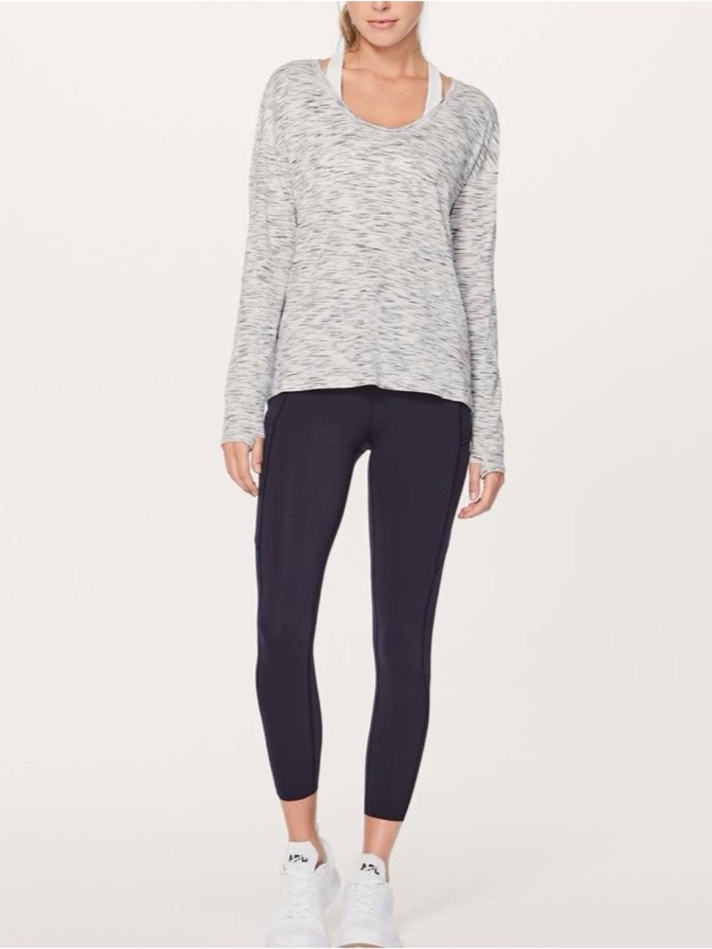LULULEMON- Meant To Move Long Sleeve Tiger Space Dye Black White Size 12